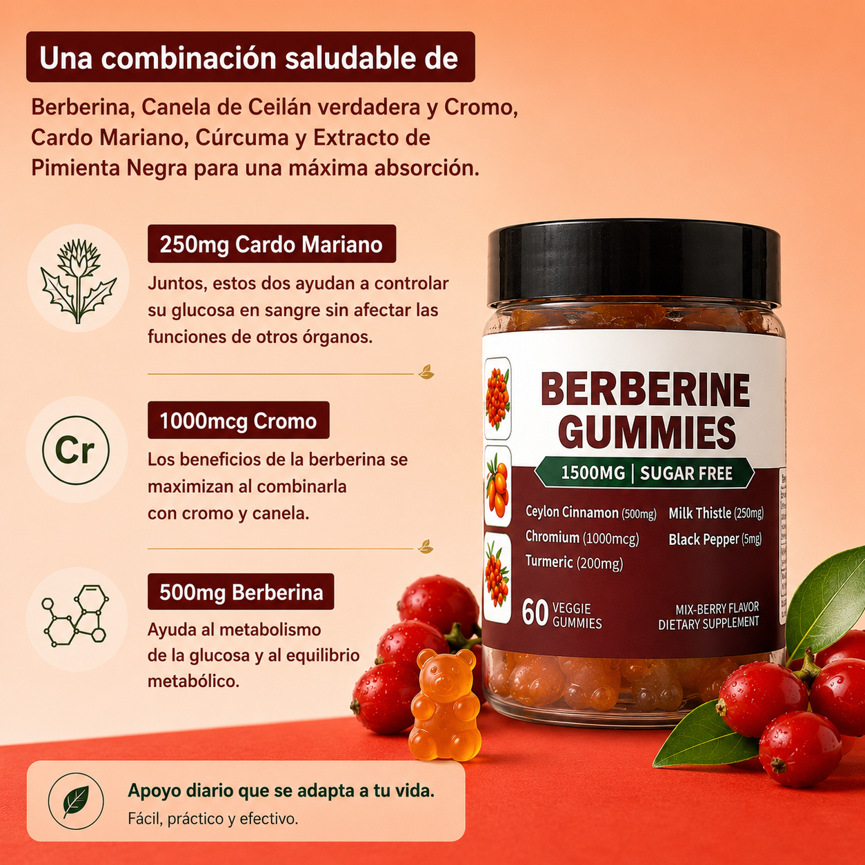 Gomitas de Berberina 1500MG | Apoyo Metabólico Natural